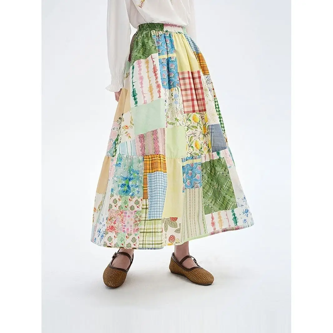 2026 Design Sense Niche Summer New Design High Women Elastic Waist Slimming Flower Waist Half Length Skirt