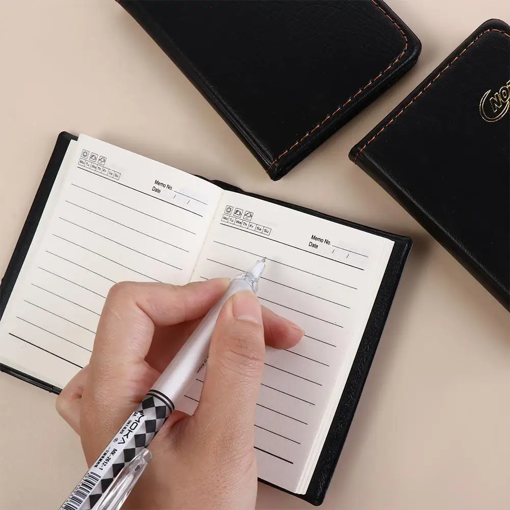 

Bussiness Mini Notebook PU Cover Memo Pads Pocket Notepad Diary Planner Writing Paper Leather Notebook Student Use