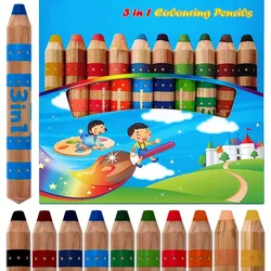 Multi-Talented Pencil woody 3 in 1 ARTY - Pack of 10 - Assorted Colors with Sharpener