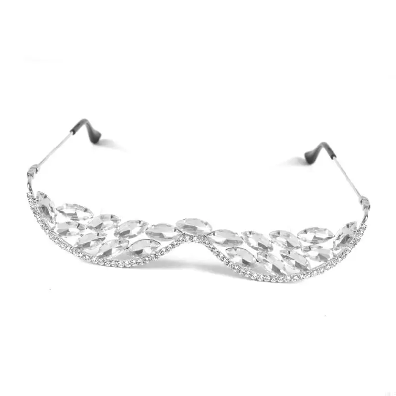 No Lens Diamonded Decor Half Glasses Frame V Rhinestones Sunglasses Without Lens 