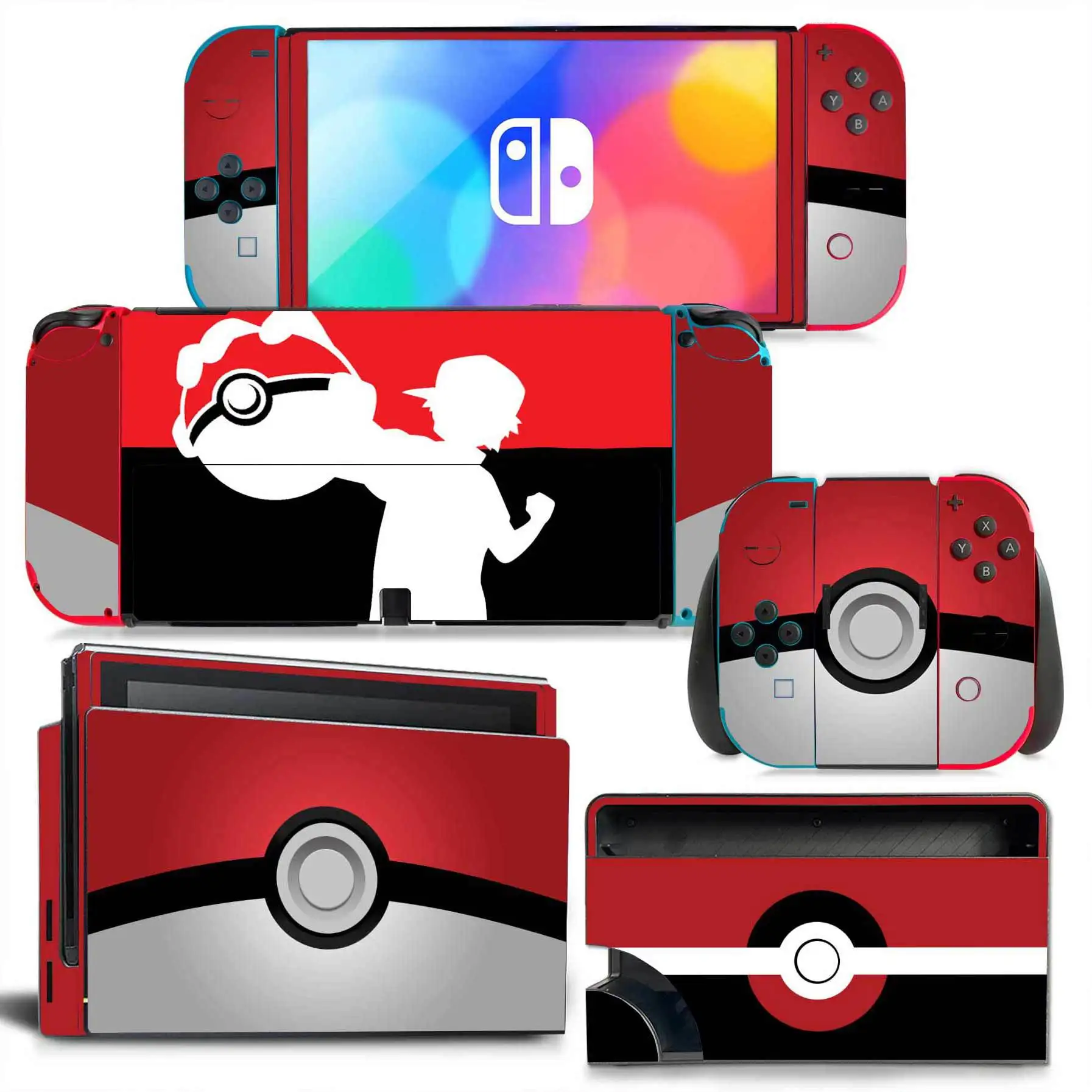 Pokemon Pikachu Skin Cover Sticker Decal for Nintendo Switch OLED Console Joy-con Controller Dock Skin Vinyl Stickers