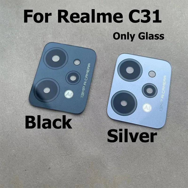 New For Realme C31 Rear Back Camera Glass Lens Cover With Glue Sticker Repair Parts RMX3501