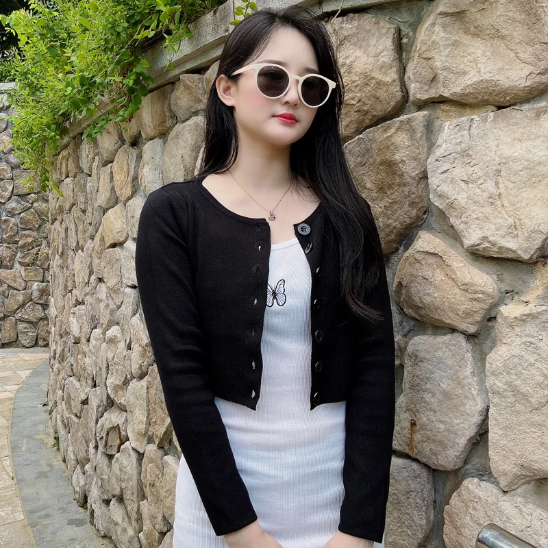 2025 Koreaanse Stijl Mode Lange Mouw Gehaakte Top Dames Vesten Voor Vrouwen Kleding Gebreide Top Truien Vrouw Vrouwelijke Bolero