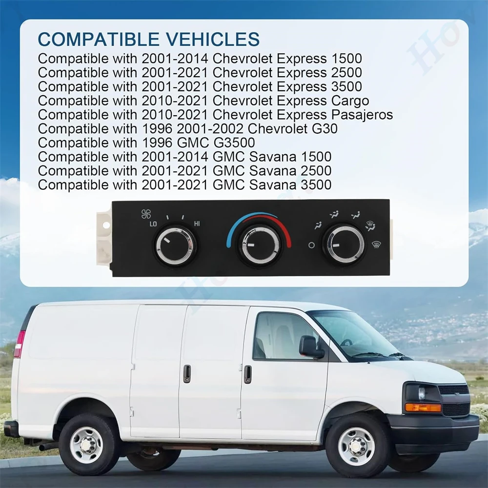599-293 HVAC For 2001-2014 Chevrolet Express 1500 2500 Savana 1500 Heater A/C Control Switch Panel Front Climate Control Module