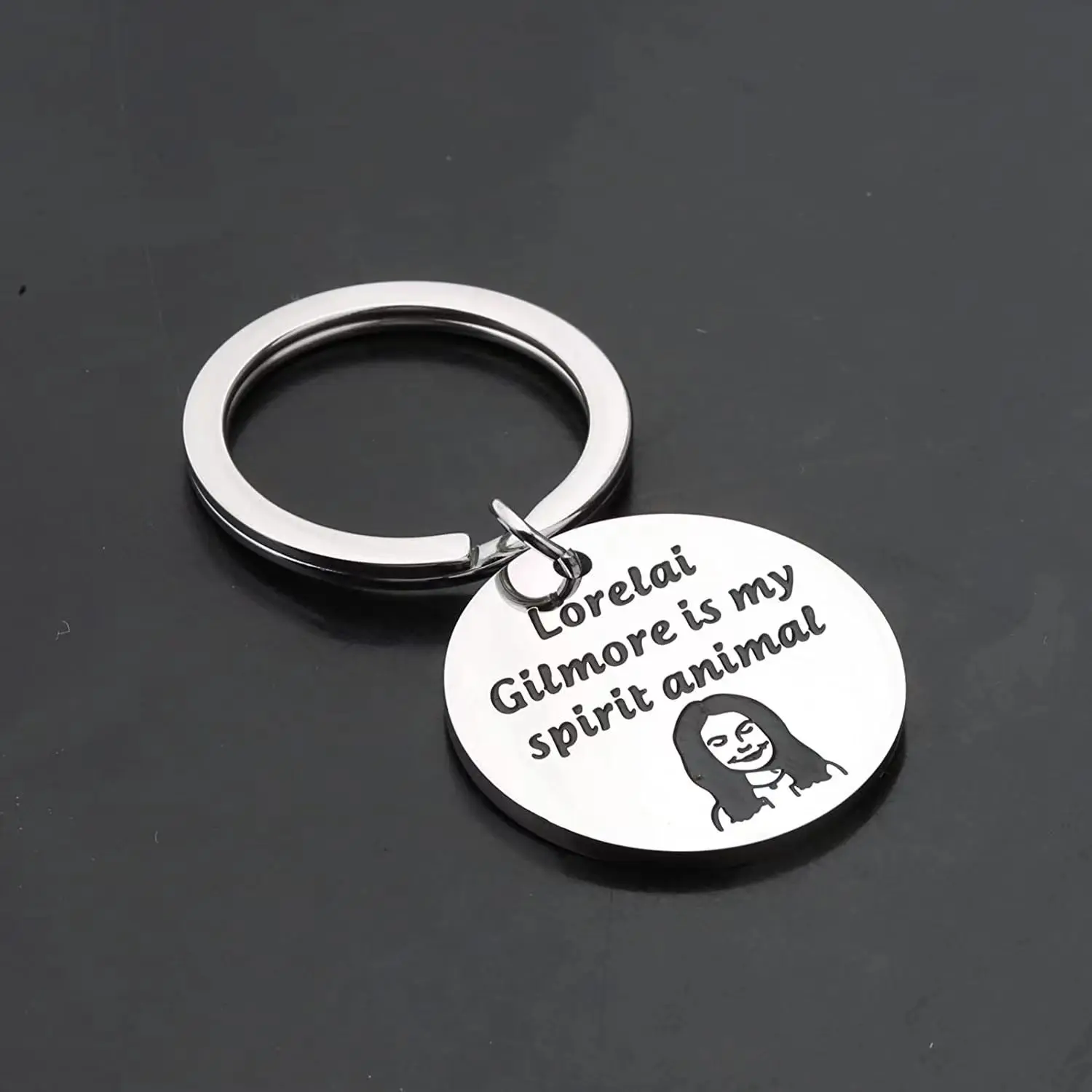 Gilmore Girls Keychain Stainless Steel English Slogan Lorelai Gilmore is My Spirit Animal Keychain Bag Pendant Gift for Daughter