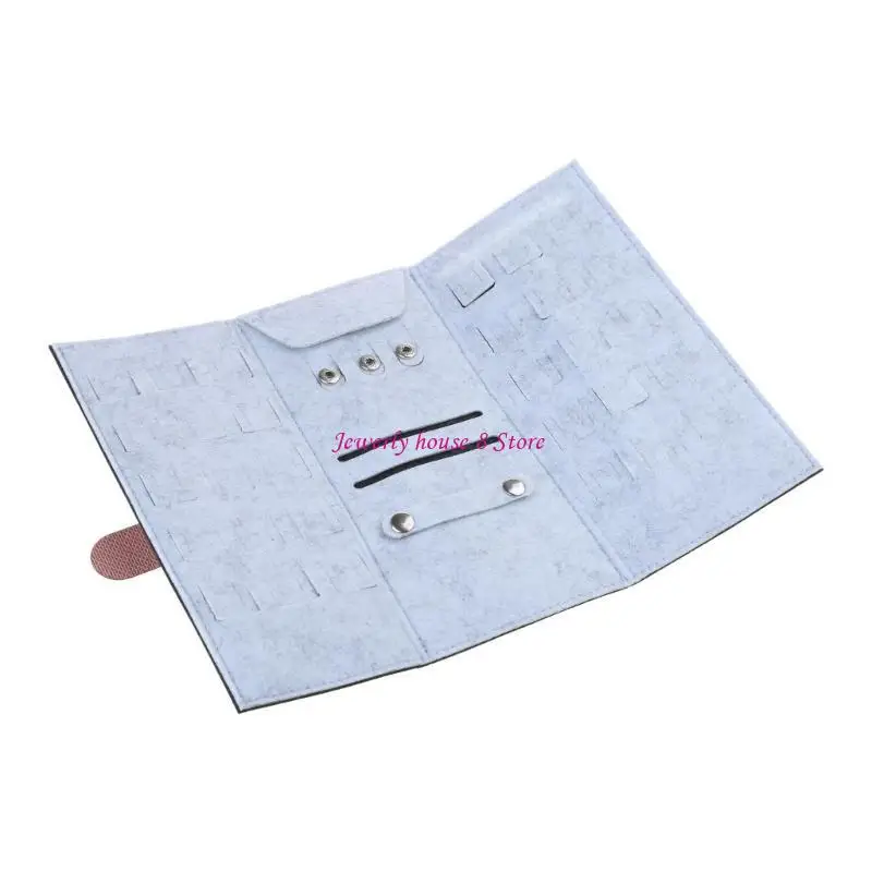 منظم لفافة المجوهرات للسفر للنساء، حاوية حقيبة تخزين قابلة للطي للقلادة والسوار والأقراط والخواتم والجيوب #4