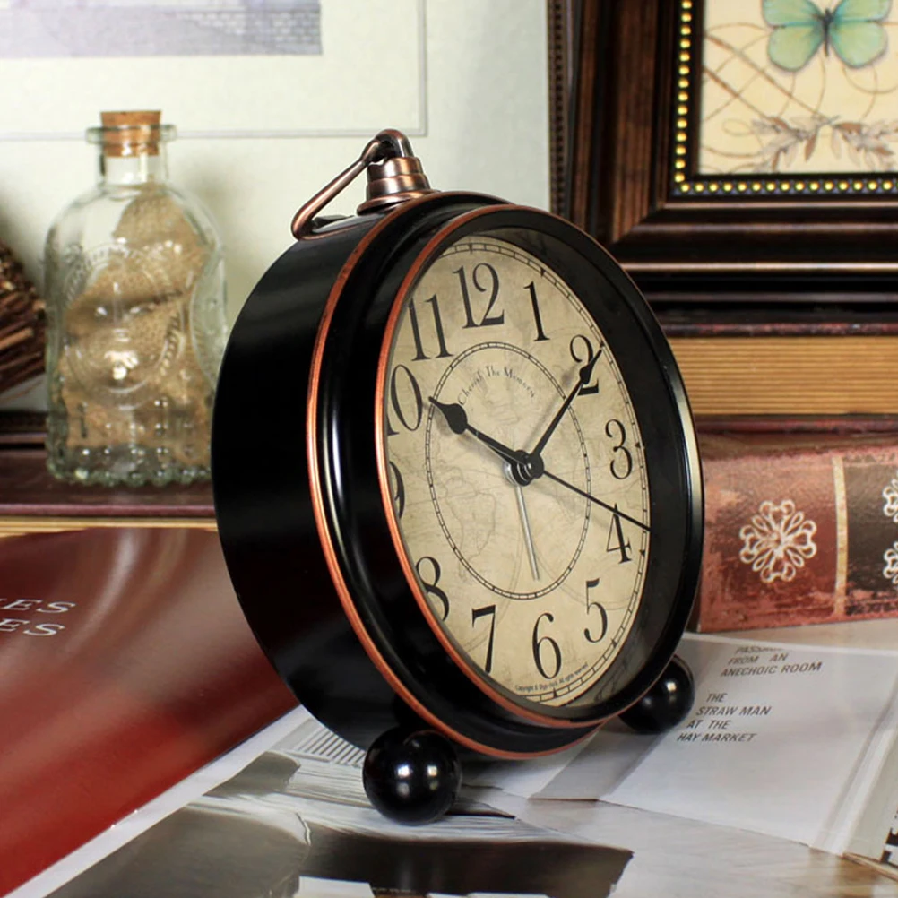 

1Pc Retro European Style Metal Alarm Clock Exquisite Workmanship Desktop Table Clock Fashionable Gift For Home