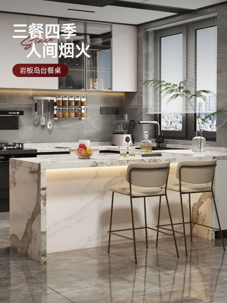 โต๊ะบาร์เกาะแพนดอร่าสเลทแบบรวมฉากกั้นห้องครัวแบบเปิดระดับพรีเมียมในครัวเรือน