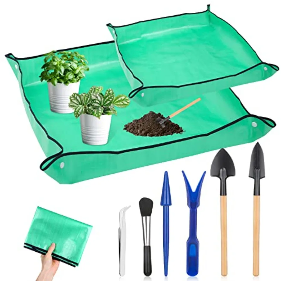 

Plant Repotting Mat for Garden 2 Pcs Waterproof Potting Mat Foldable Indoor Plant Mat Portable Square Gardening Mat Potting Tra