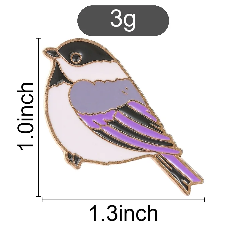 Purple Titmouse Enamel Pin Minimalist Cartoon Style Gold Edge Soft Colors for Nature Lovers Coats Denim Jackets Gift