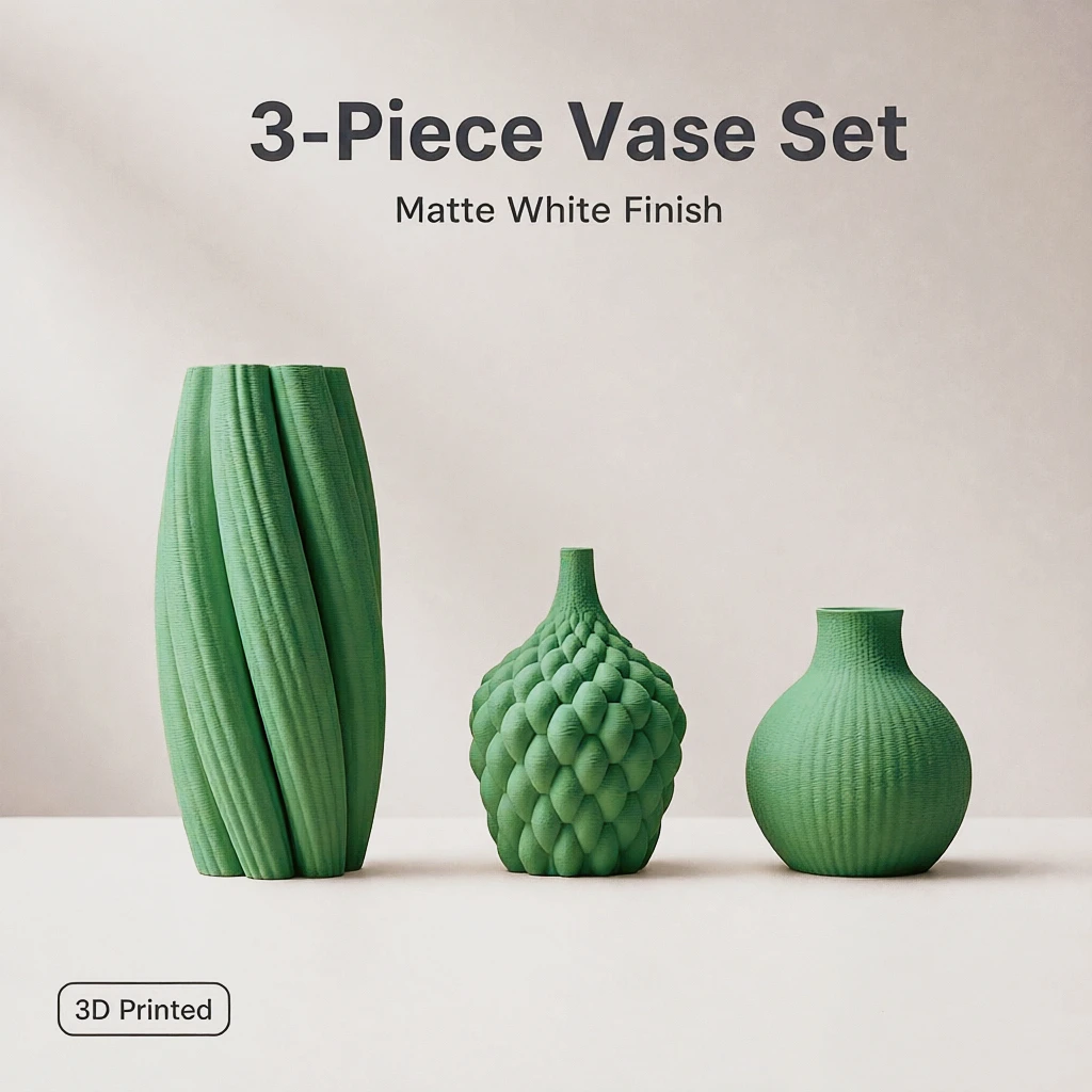 Conjunto de 3 Vasos Decorativo - 3D Printing Vase avaliação e preço