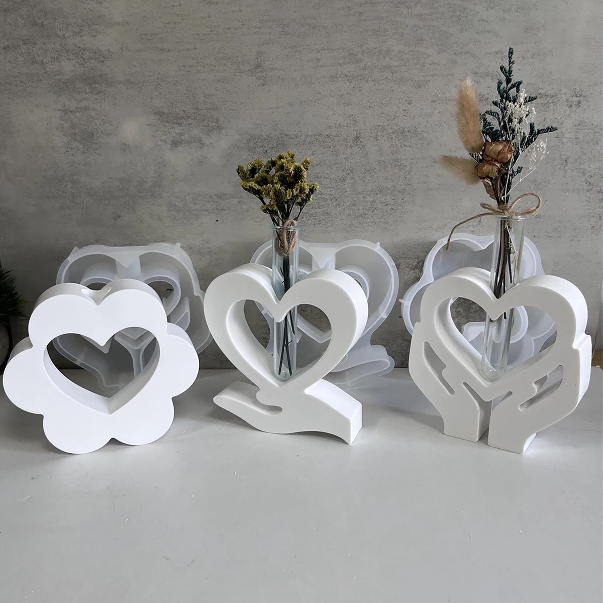 Valentine's Day Love Series Vase Silicone Mold DIY Gypsum Pouring Hand Holding Love Hydroponic Test Tube Mold Holiday Ornament