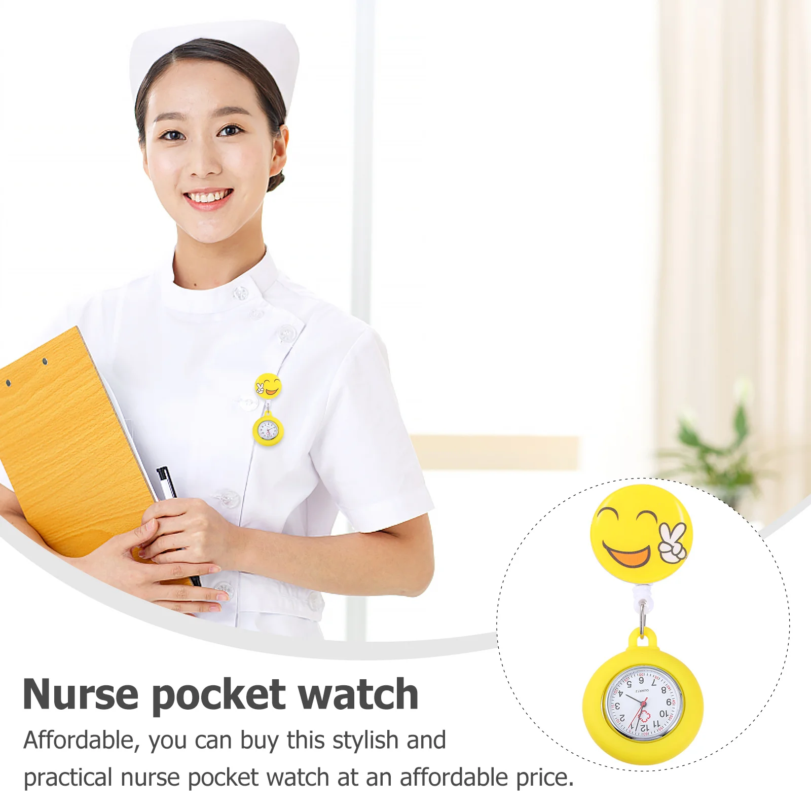 

Nurse Pocket Watch Cartoon Alloy Clip-On Nursing Fob Watch For Women Electronic Lapel Timepiece Practical Durable Fashionable