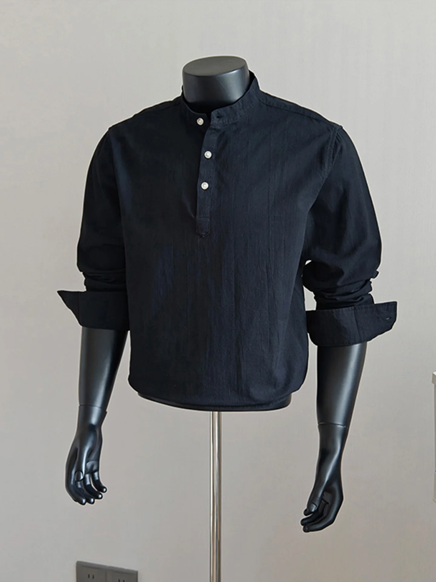 

Рубашка Bla Henry с длинным рукавом и воротником-стойкой, осенняя, в стиле преппи, с расширенными плечами, в американском стиле, с воротником-стойкой.