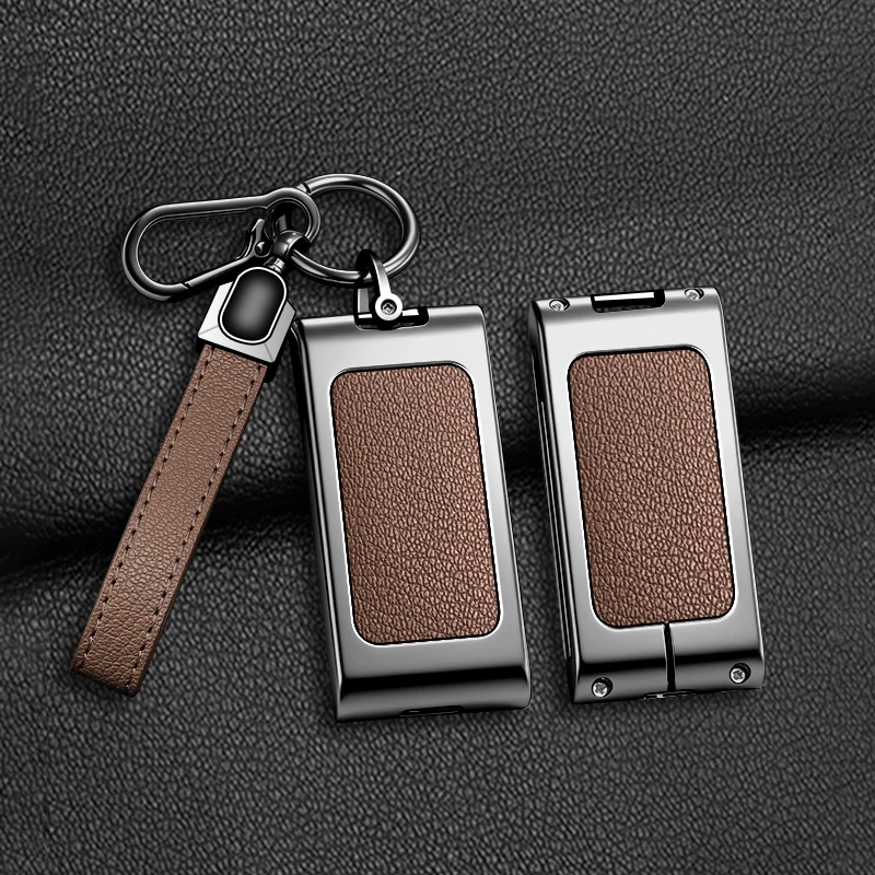 Zinc Alloy Leather Car Remote Key Case Fob Cover Protective Holder Shell For Audi E5 Sportback 2026 Auto Keychain Accessories 5