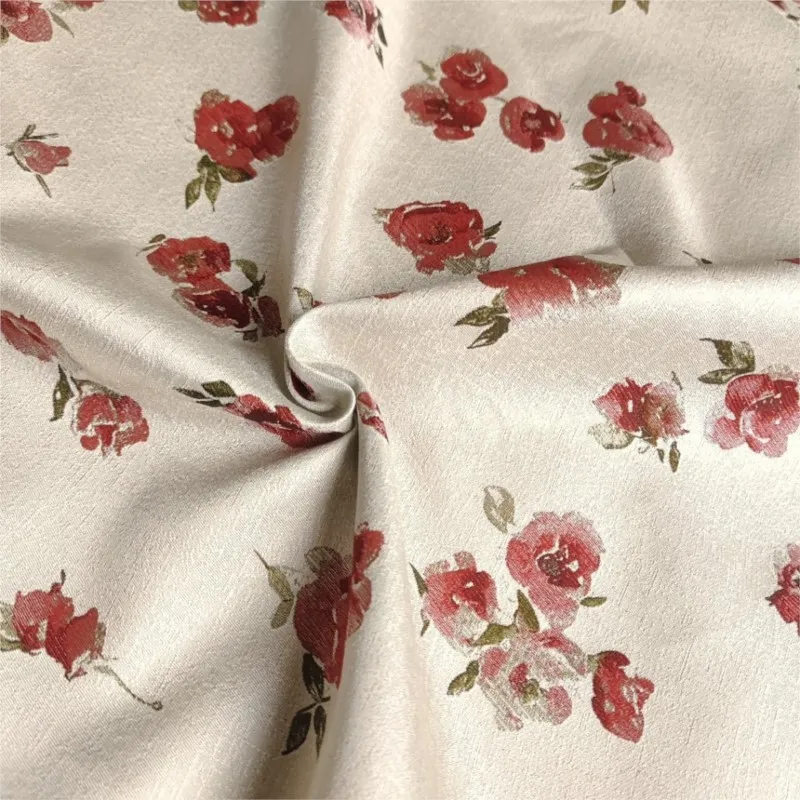 Ink painting dyeing color weaving jacquard rose fabric skirt bouquet shoes bags trench coat