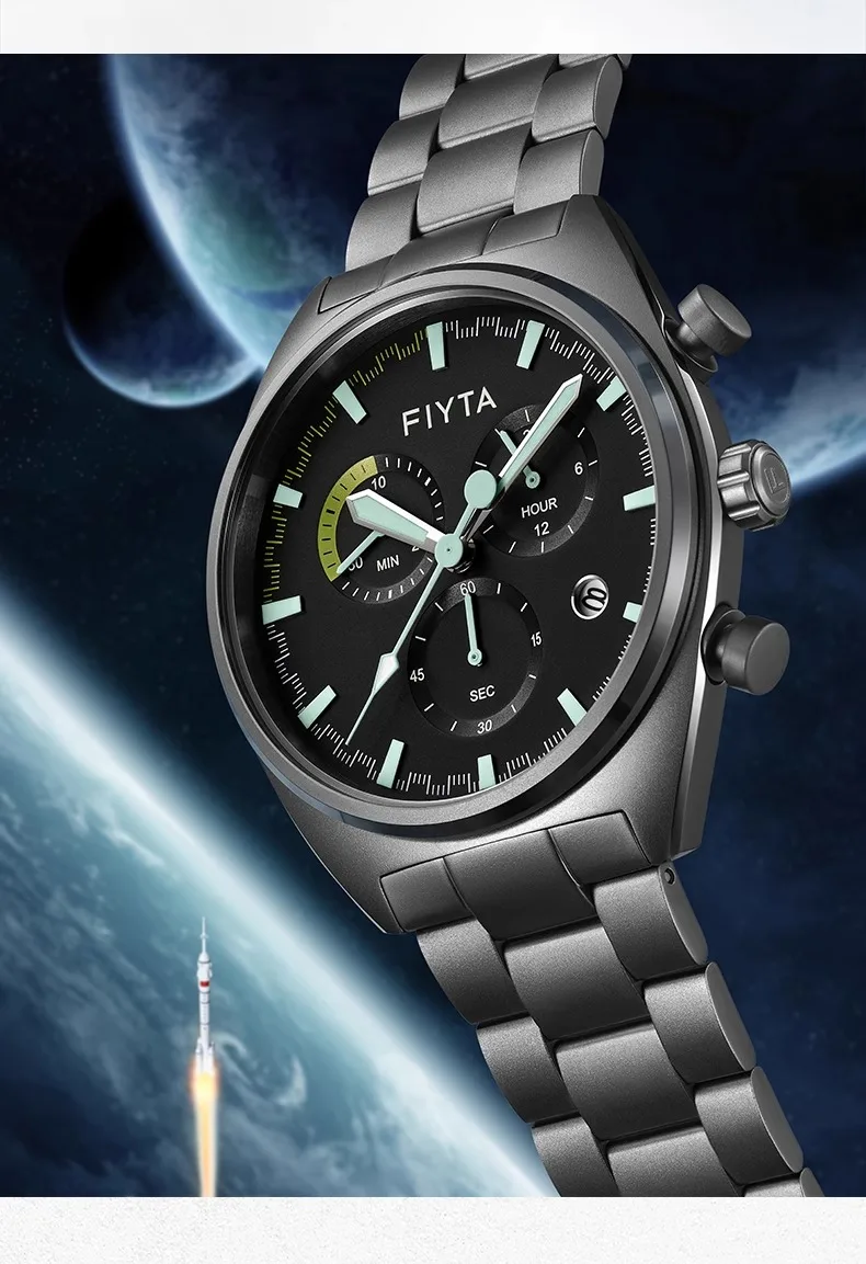 ساعات كوارتز أصلية للرجال من Fiyta، مقاومة للماء حتى 50 مترًا، مضيئة ومتعددة الوظائف من الفولاذ المقاوم للصدأ للرجال