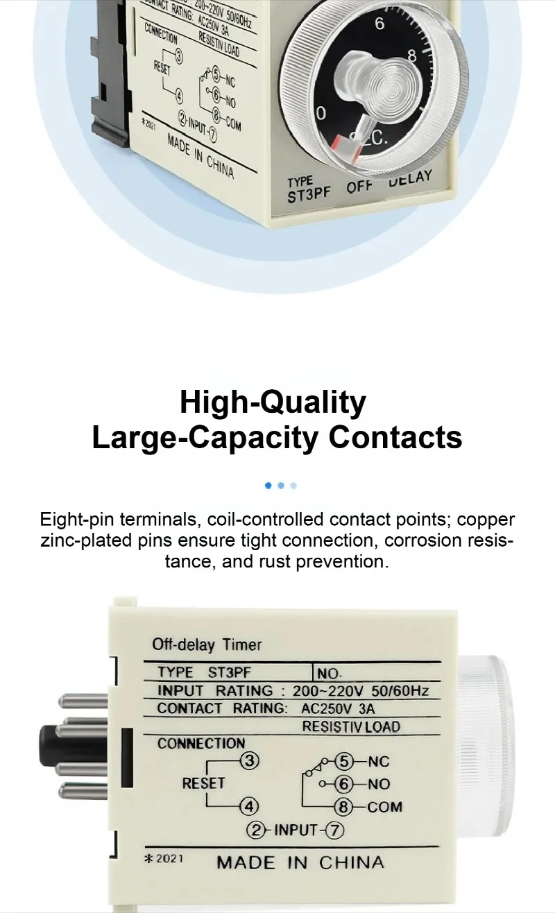 ST3PF Power-off Delay Relay JSZ3 Power-off Time Controller Small Time Relay AC220V