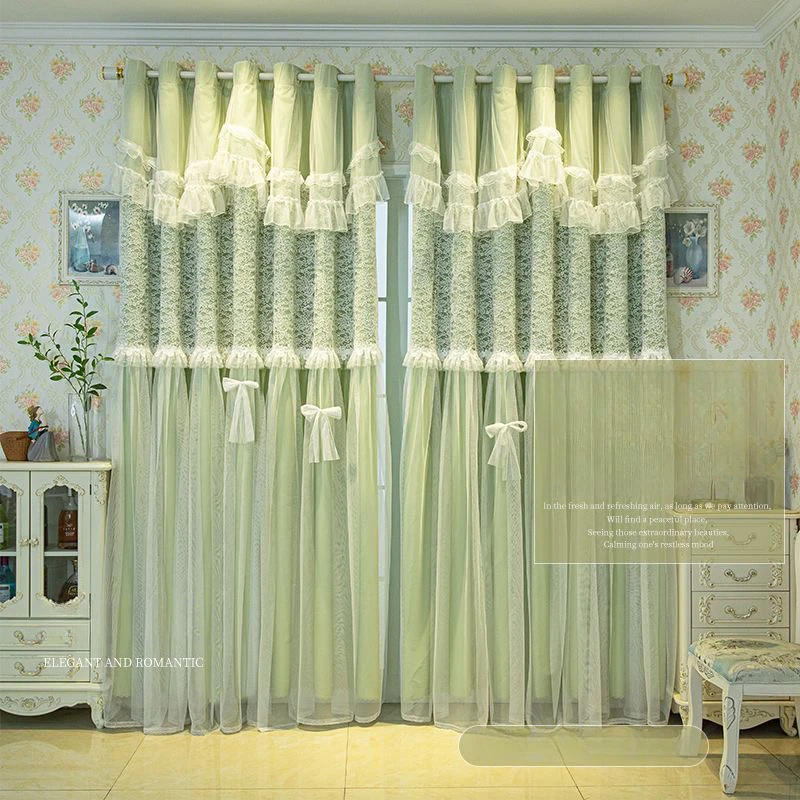 Vanilla Cloud Beautiful Cream Color Blackout Double Layer Transparent Fabric Home Decor Curtains for Living Dining Room Bedroom