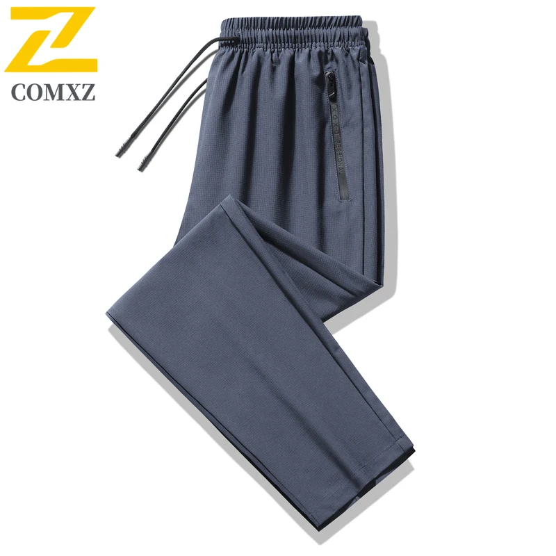 Ice Silk Men Casual Pants Comfortable Breathable Sweat Absorbing High Elasticity Straight Leg Pants Fitness Running Sports Pants