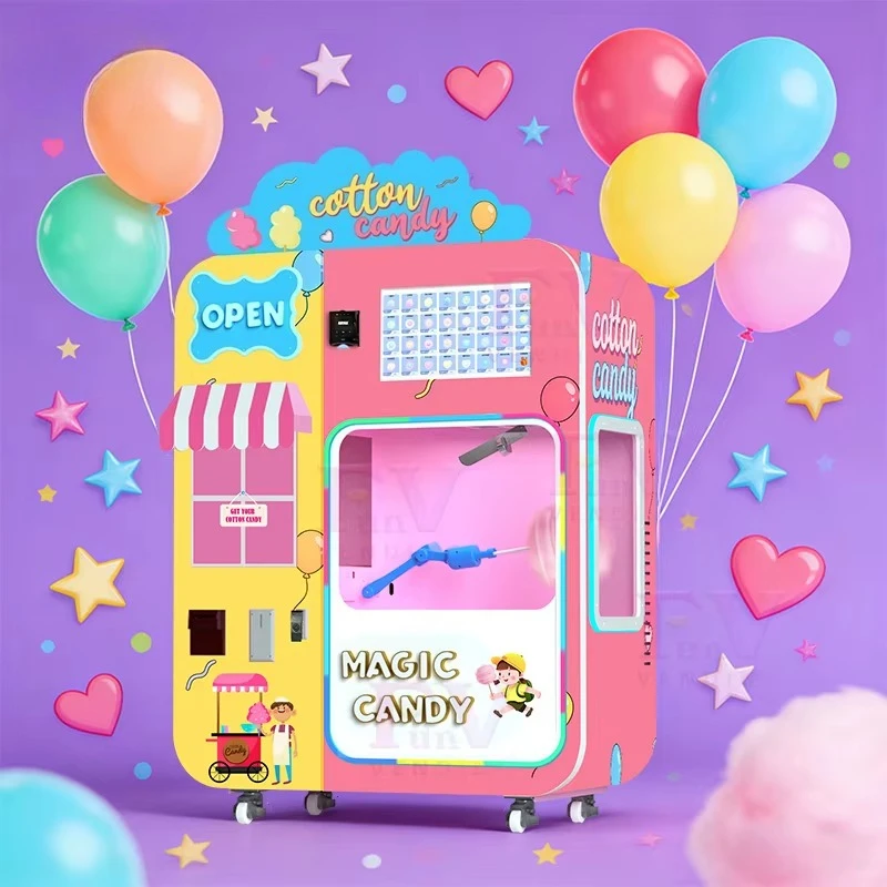 New Design Durable Metal Cotton Candy Vending Machine with Automatic Sugar Sales Water Resistant