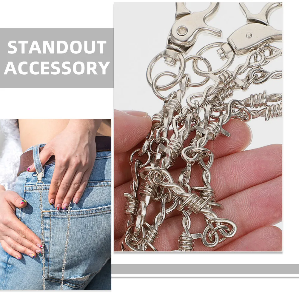 2 Pcs Biker Wallet Chain for Men Pants Jean Decorative Purse Hip Hop Trousers Chains