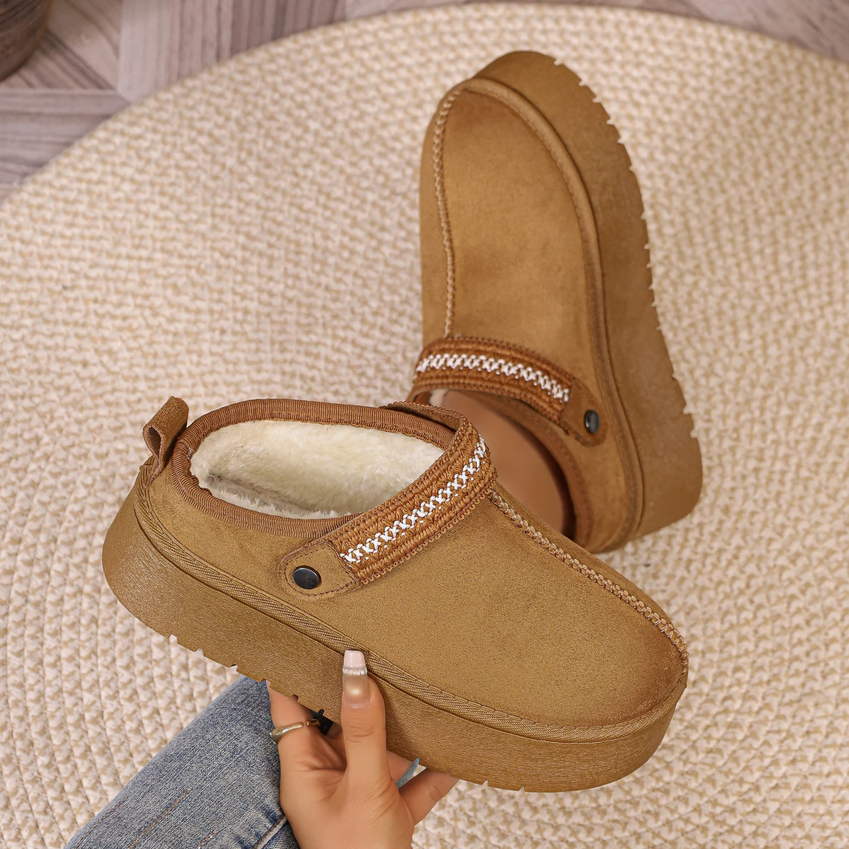 Damenstiefel 2026 Neue Australische Winter-Wärmeschuhe aus Baumwolle, Bequeme Modische Wasserdichte Knöchelstiefel mit Fell, Damen-Schneestiefel – Detail 6