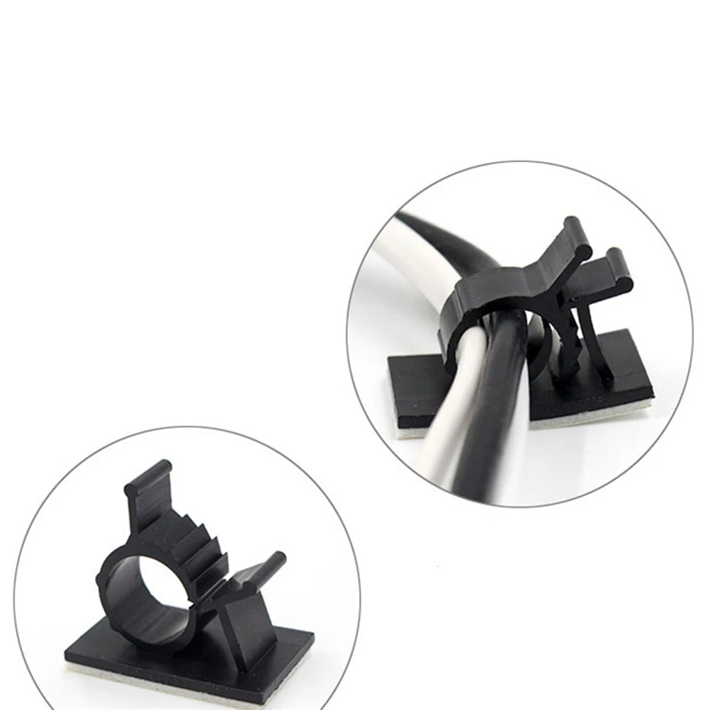 

100 PCS Desktop Cable Organizer Wiring Fixing Seat Clips Holder Adjustable Wire Adhesive
