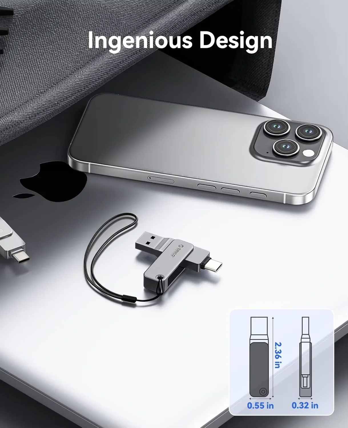 

ORICO Dual USB Flash Drive USB-C & USB-A Mini Thumb Drive Read Speed Up to 150MB/s 32 64 128 256GB for iPhone 15/16/17 Series