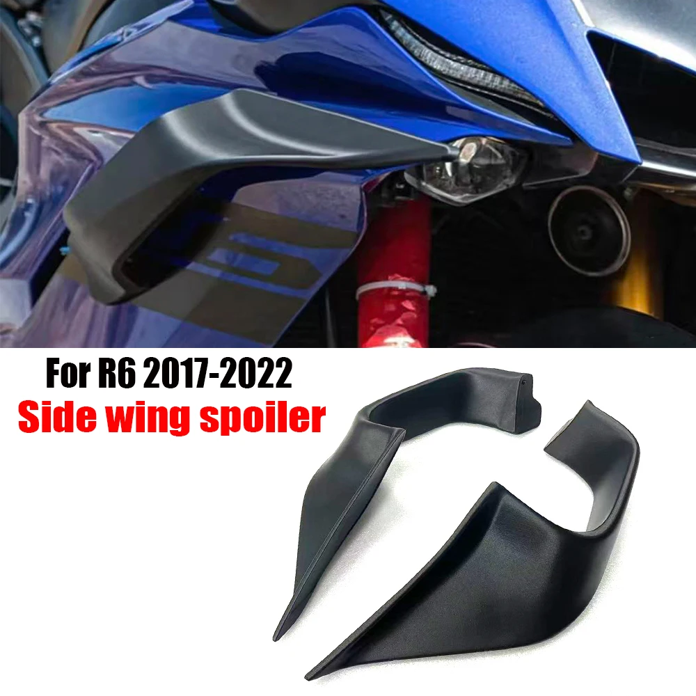 

For YAMAHA YZF-R6 2017-2022 motorcycle accessories abs Black front fixed wing spoiler aerodynamic wing wing r6 fairing Kit
