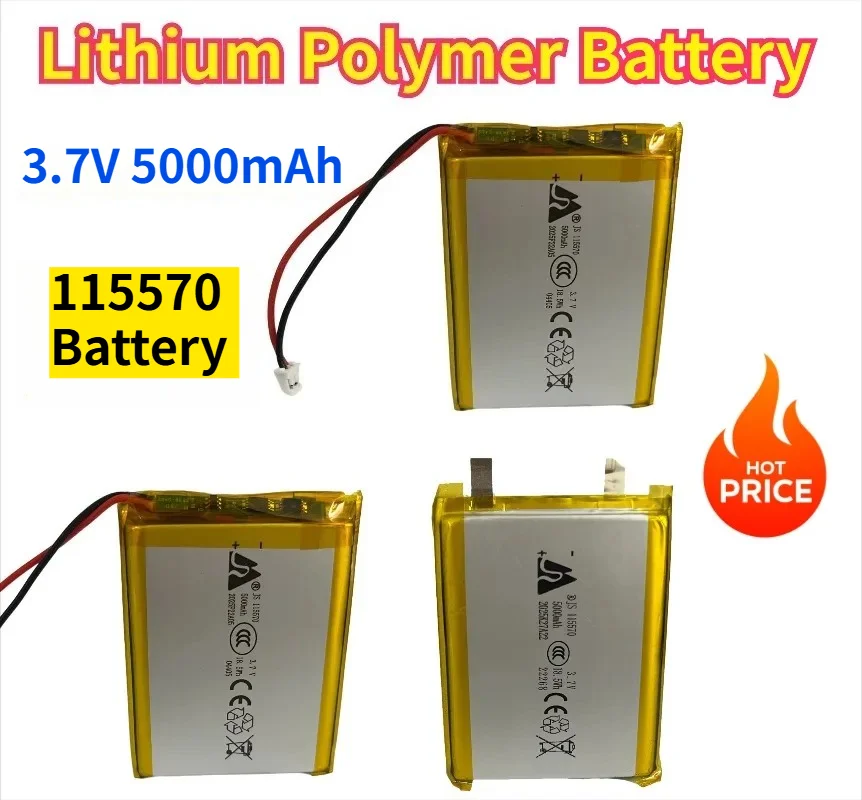 

3.7V 115570 Brand New Lithium Polymer Battery 5000mAh Soft Pack Battery for Equipment Electronic Devices Tablet DVD Battery