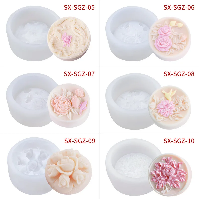 

6pcs Mooncake Mold for Mid-Autumn Festival, Rose Design Silicone Mold for DIY Soap and Resin Crafts