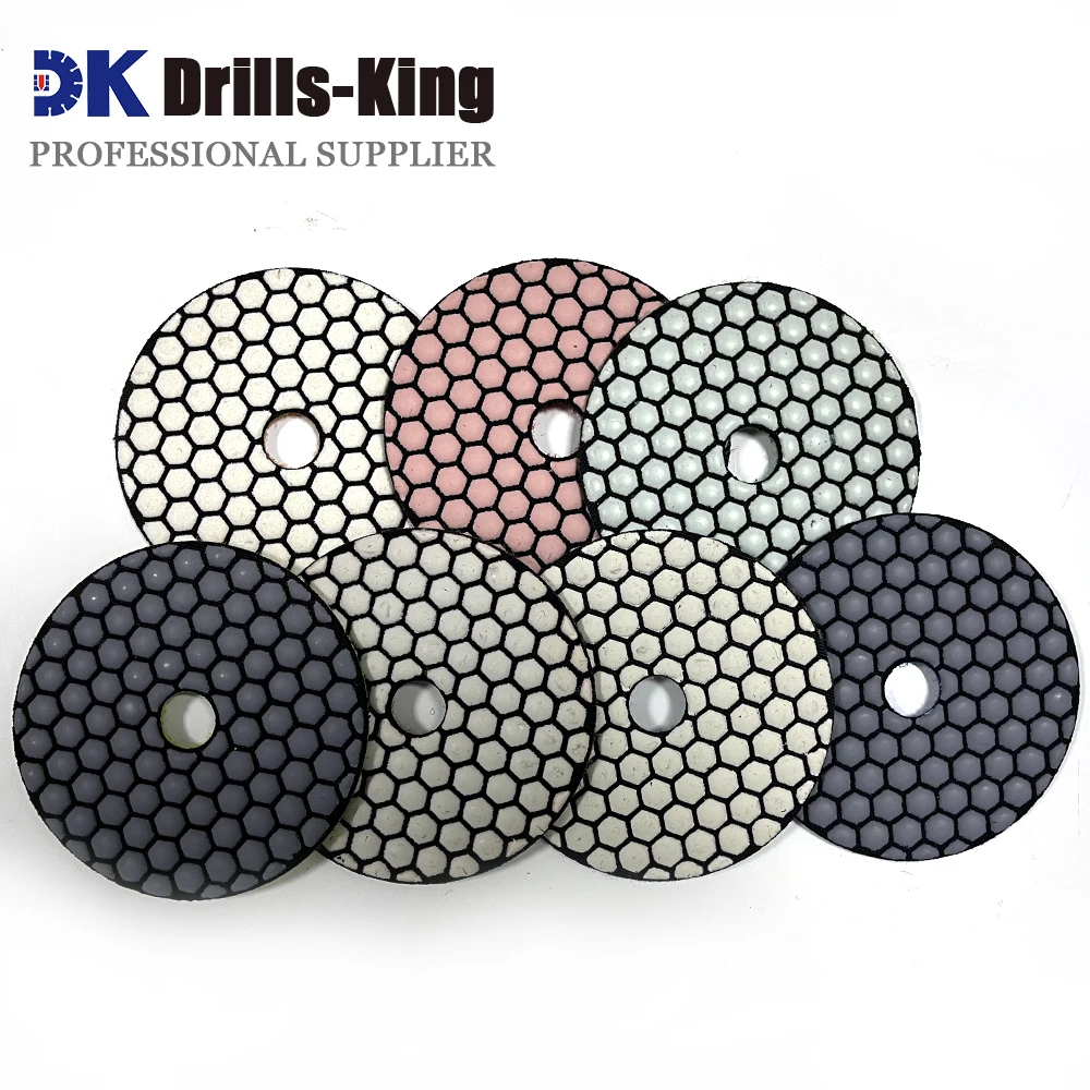 

7 Pcs Dry Diamond Polishing Pads 4 Inch Dry Polish Pad Kit 50-3000 Grit for Drill Grinder Polisher Granite Marble Concrete Stone