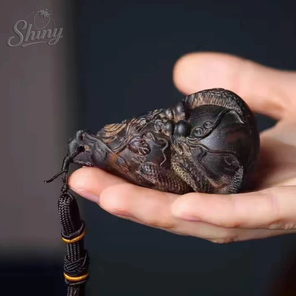 Incense Wood Xianglong Panlong Gourd Handle Piece Many Sons Many Blessings Wood Carving Pendant