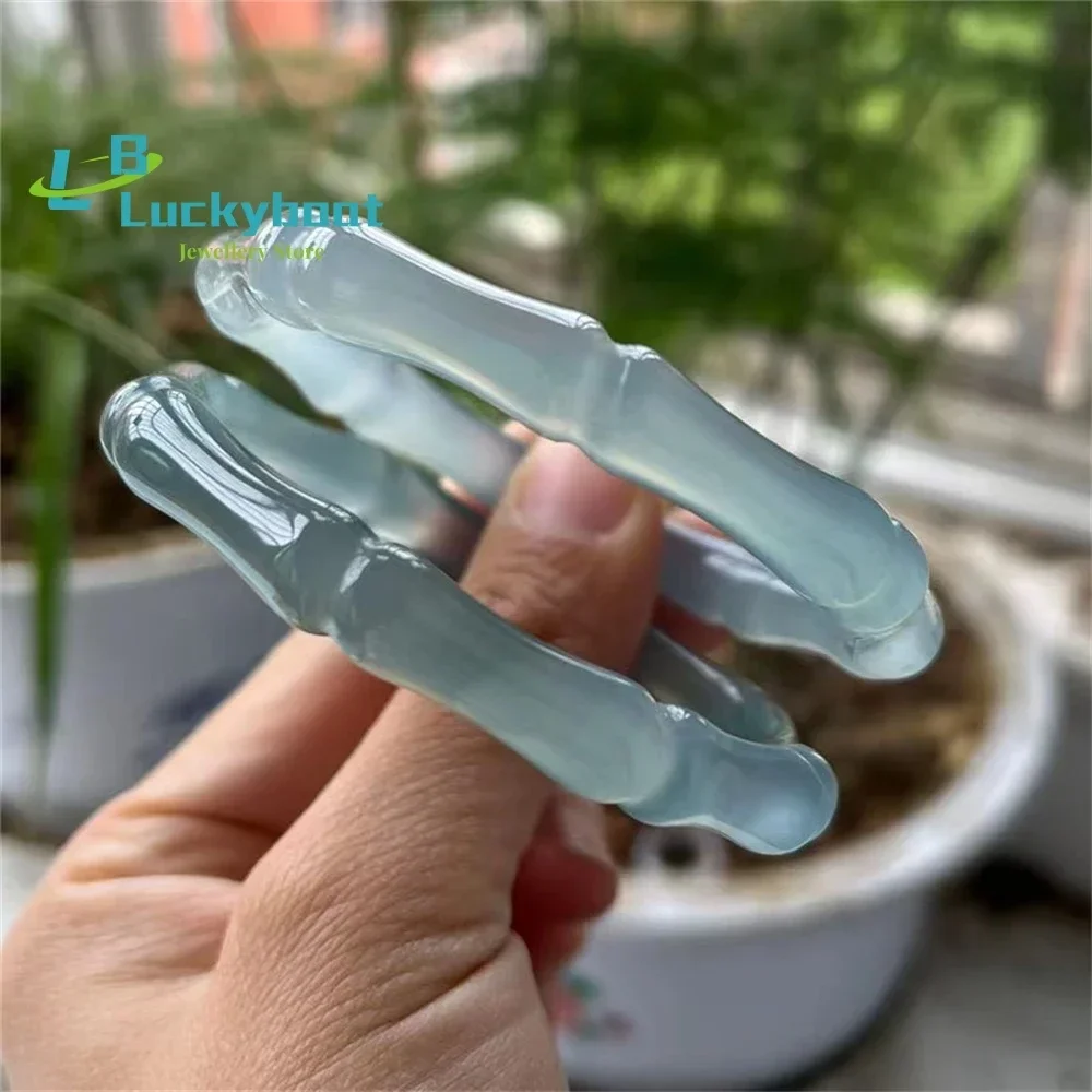 Oil Cyan Lce-through Bamboo Chalcedony  For Women Green Glaze Blue Floating Flower Agate Bracelet Light Luxury Color