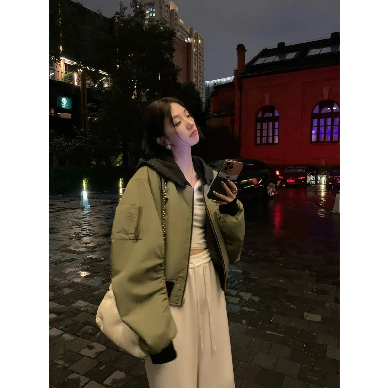 

YYAHAS двусторонняя женская куртка с капюшоном из искусственной кожи, зима 2025, новое толстое короткое пальто в стиле ретро, модный топ