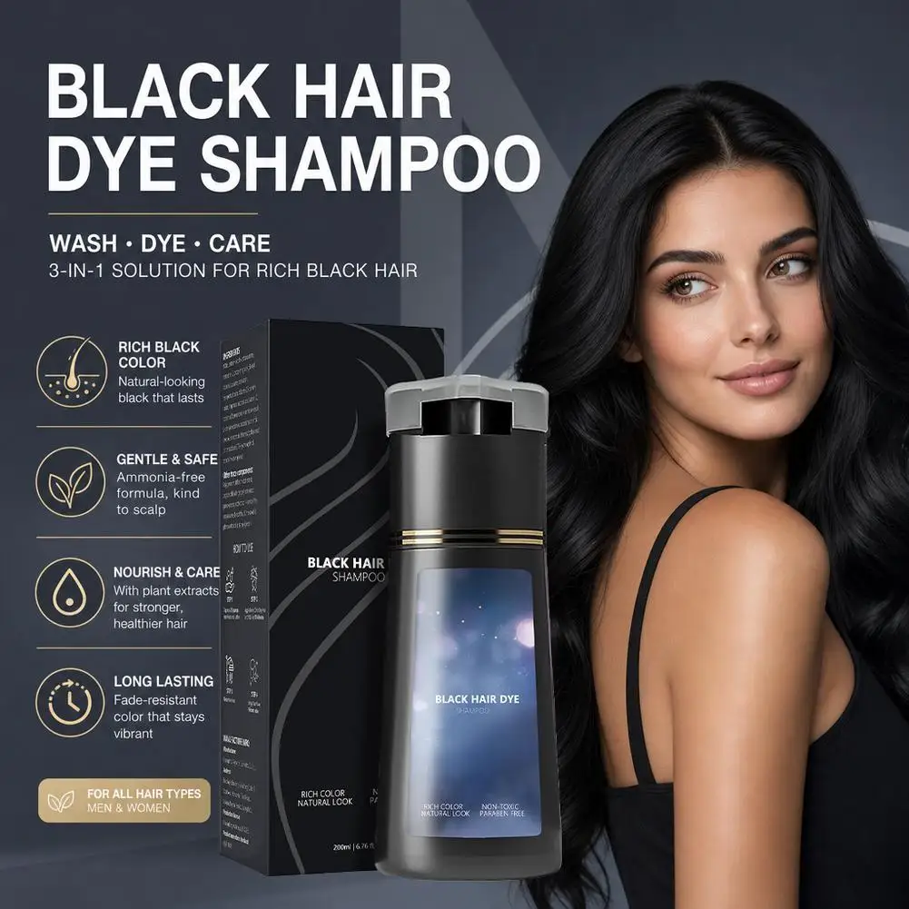 Hair Dye Shampoo Hair Darkening Deep Nourishing Black Hair Dye Shampoo Natural Herbal Dye Shampoo For Gray Hair - view 3