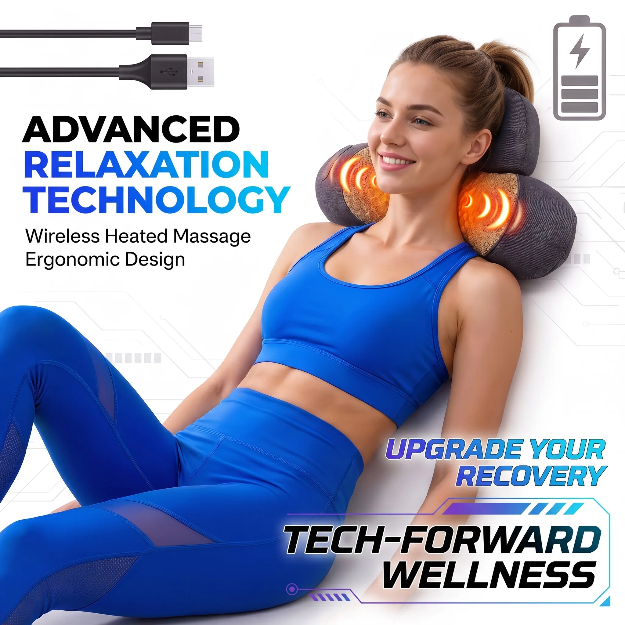 JAIYORL Electric Neck Massager Pillow Cervical Stretcher Heating Vibration Massage Back Traction Pillows Support Gift Box