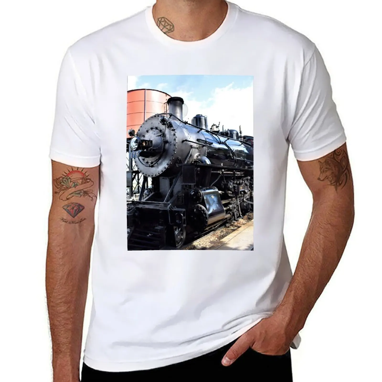 

475 Steam Engine T-Shirt men t shirt cotton 100% man t shirt designer T-Shirt