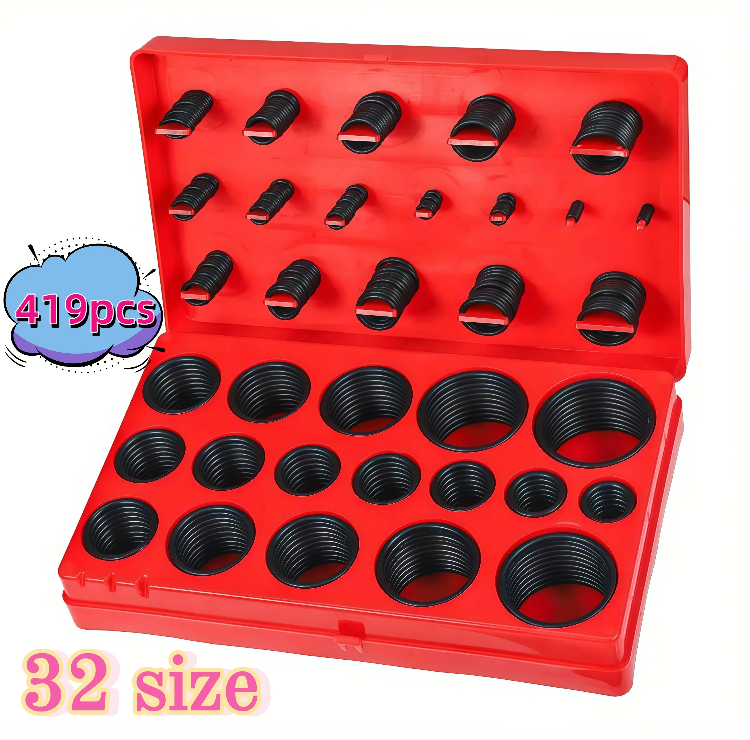 419/407pcs Universal Nitrile Rubber O-Ring Combination Kit - Automotive Plumbing Pipes & Faucets Sealing Gasket Repair Tool