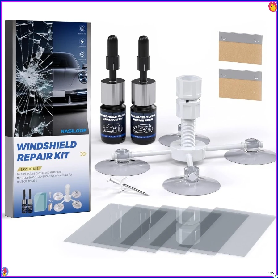 

Быстрый ремонтный комплект для лобового стекла автомобиля (2 шт.) для удаления чипов, звезд и очков, 9,17 x 4,33 x 0,71 дюйма