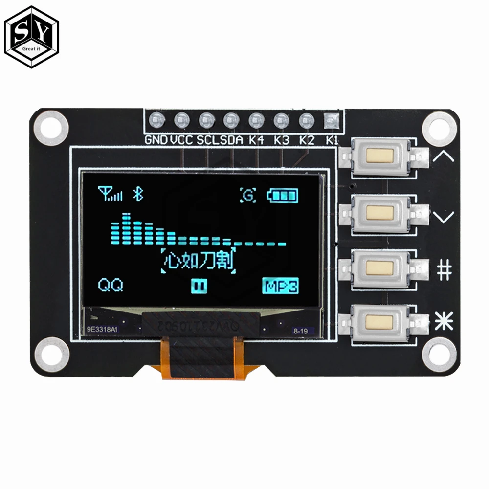 NEW product 0.96 inch OLED IIC White/YELLOW BLUE/BLUE 12864 OLED Display with 4x4 key I2C SSD1315 LCD Screen Board for Arduino