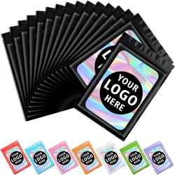 100-200pcs Mylar Bags Custom Logo Printed Resealable Earrings Ring Jewelry Storage Holographic Aluminum Foil Hermetic Packaging