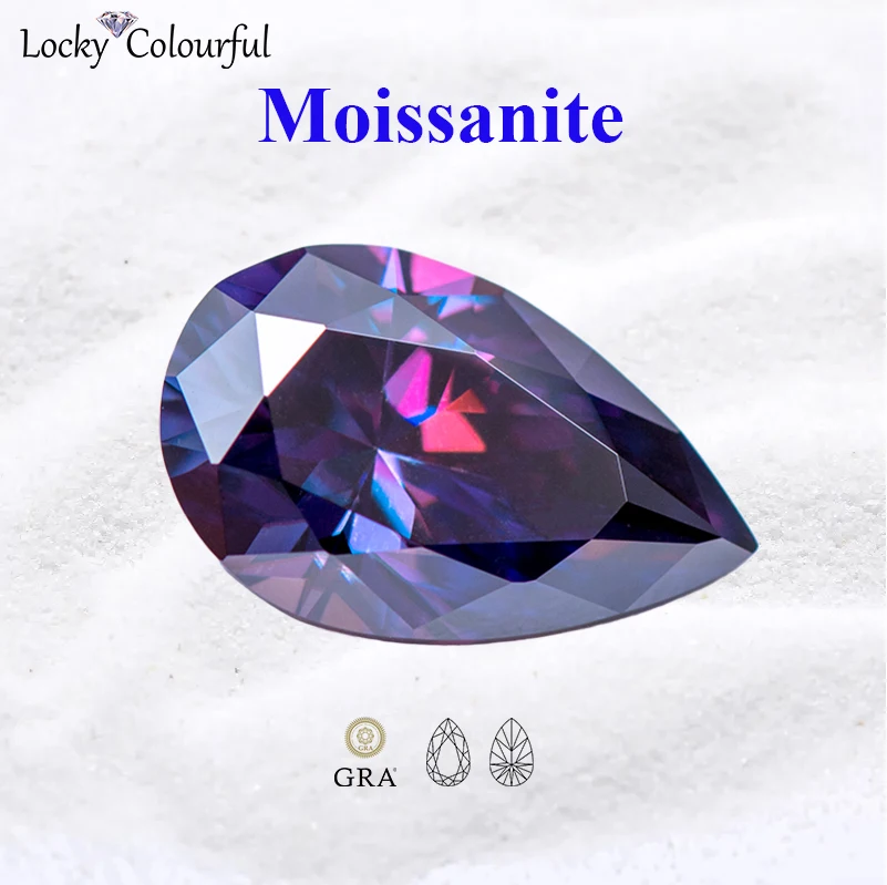 

Moissanite Imperial Purple Color Pear Shape VVS1 Charms Beads for Jewelry Making Necklace Rings Materials with GRA Certificate