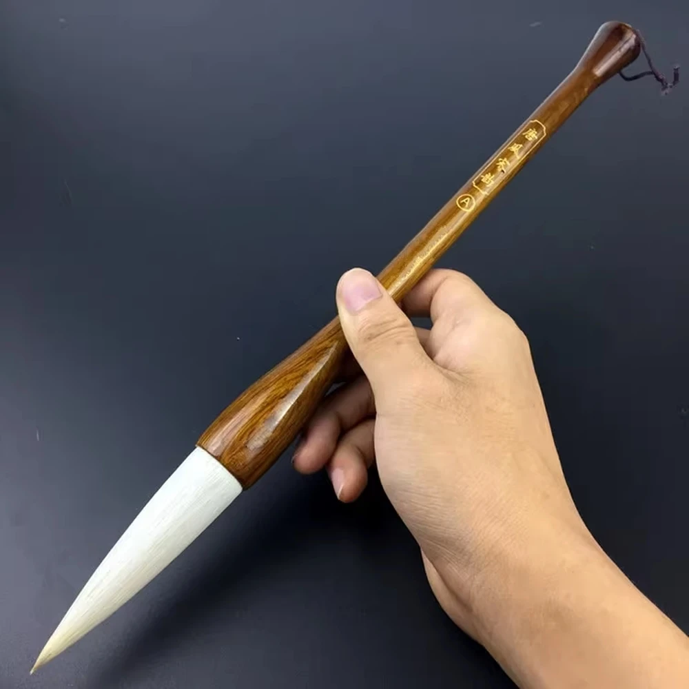 Goat Hair Brush Wooden Shaft for Calligraphy Painting Large Regular Script for Writing Non-Branching Long Peak Brush