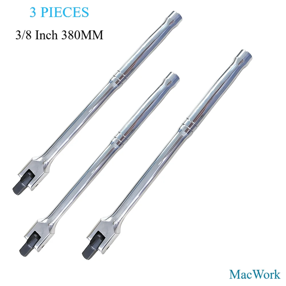 

3 Pieces 3/8 Inch 380 MM Breaker Bar ,Long Force Bar, Activity Head, Strong Lever, Steering Handle Repair Tool For Autorepair