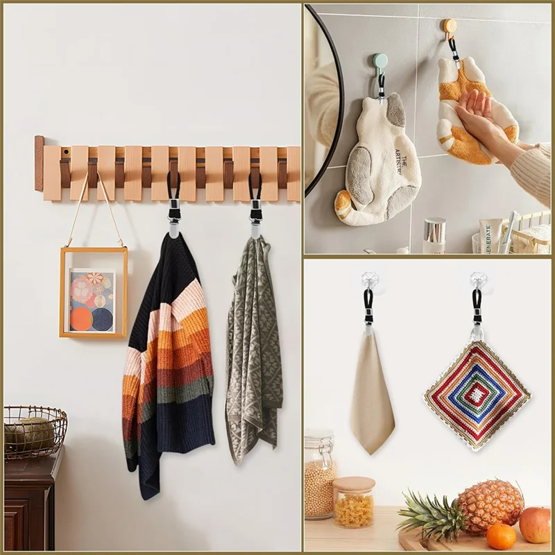 ABKW-مشابك منشفة بخطاف، 10 قطع شماعات للمناشف، للمنازل وخزانة الحمامات وشماعات المناشف بدون مشابك خياطة #4