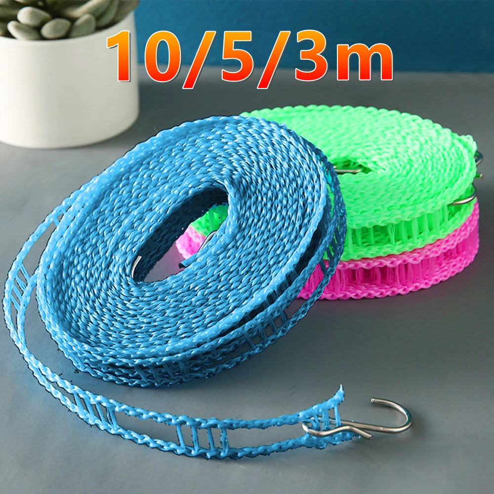 Non-Slip Windproof Clotheslines Cloth Drying Stand Outdoor Laundry Rope With Tensioner Portable Travel Clothes Line Airing Rope