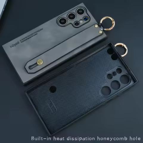 Suede Lambskin Leather Wrist Strap Phone Case For Samsung S25 S24 S23 S22 S21 Ultra Plus Shockproof Cover For Samsung S25 Ultra