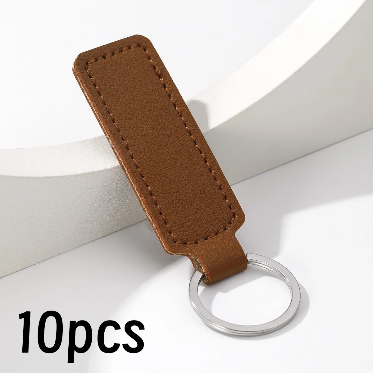 10Pcs Bright PU Leather Keychain Set